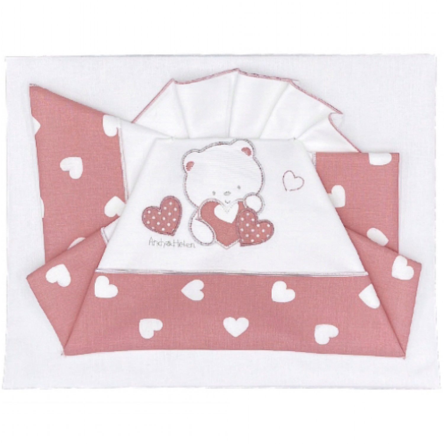 Andy & Helen Bettwäsche Set für besticktes Kinderbett D41 3 Stk. Pink Expressversand