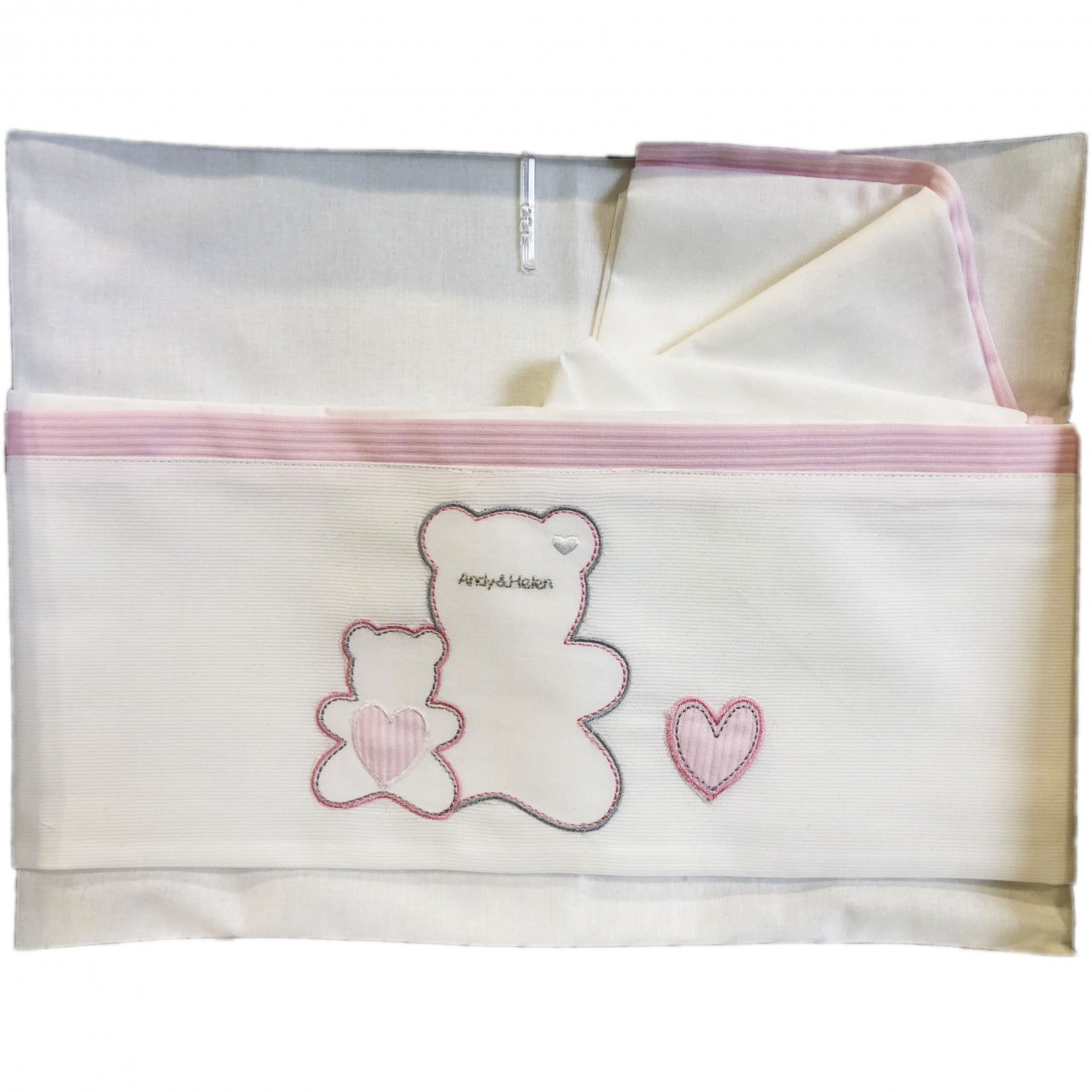 Versand Am Gleichen Tag Andy & Helen Sheets Set für Kinderbett bestickt D34 3 Stk. Pink