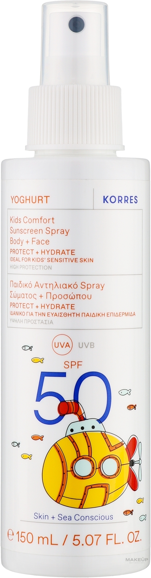 qxadycukhjab-140603 Zertifiziert Sonnenschutzspray für Kinder Korres Yoghurt Kids Comfort Sunscreen Spray Spf50