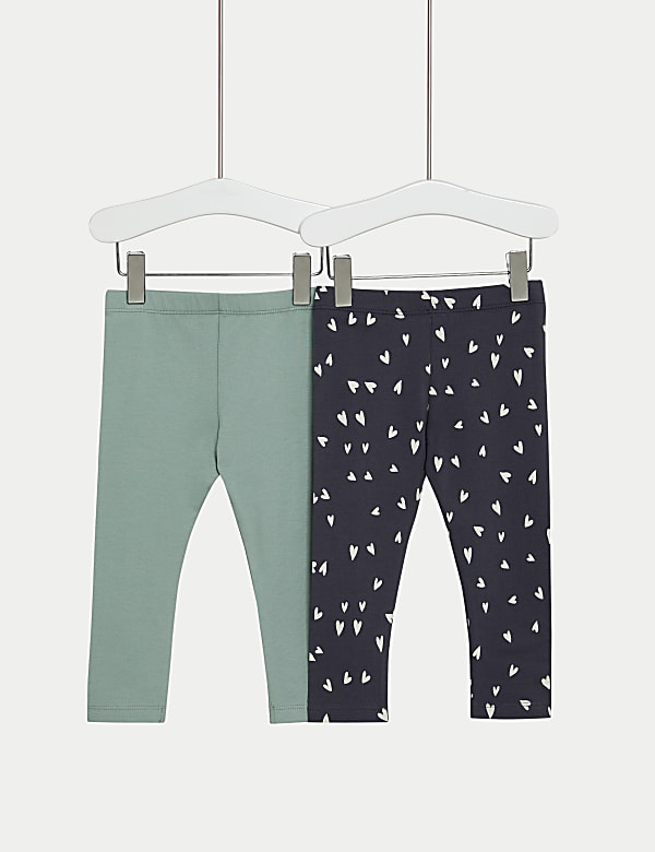 2er-Pack Leggings mit hohem Baumwollanteil und Herzmotiv (0–3 J.) Nur Heute