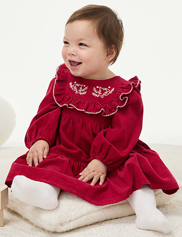 SD_04_T78_2362D_F8_X_EC_0-51474 2-teiliges Set mit hohem Baumwollanteil: Kleid mit Vogel-Motiv und Strumpfhose (0–3 J.) Zertifiziert