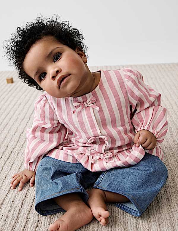 SD_04_T78_2476D_A4_X_EC_0-51160 2-tlg. Gestreiftes Outfit mit aus reiner Baumwolle bestehend aus Oberteil & Jeans (0–6J.) Markenprodukt