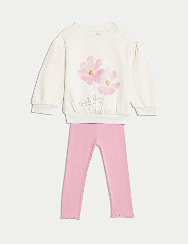 SD_04_T78_2486D_Y8_X_EC_90-51727 2-tlg. Outfit bestehend aus einem Oberteil und Leggings mit hohem Baumwollanteil und Blümchenmuster (0–3J.) Sonderaktion