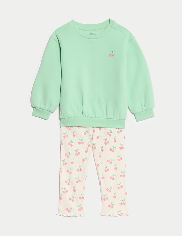 2-teiliges gemustertes Outfit mit hohem Baumwollanteil und Kirschprint (0–6 J.) Heute Kaufen