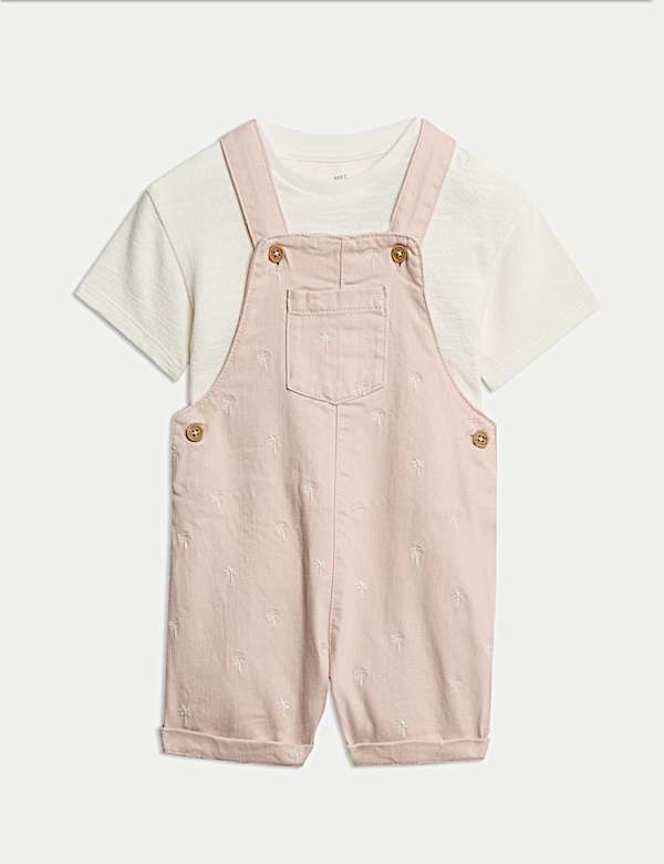 2-teiliges Bibshort Outfit mit hohem Baumwollanteil und Stickerei (0–2 J.) Online Kaufen