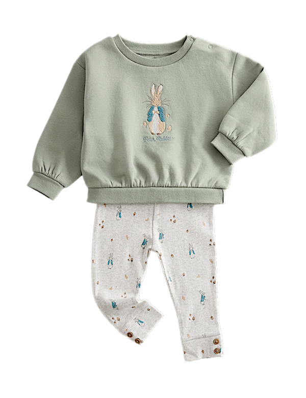 SD_04_T78_4063C_J4_X_EC_90-50550 2-teiliges Sweat-Outfit mit hohem Baumwollanteil mit Peter Rabbit™ Motiv (0–3 Jahre) Echt