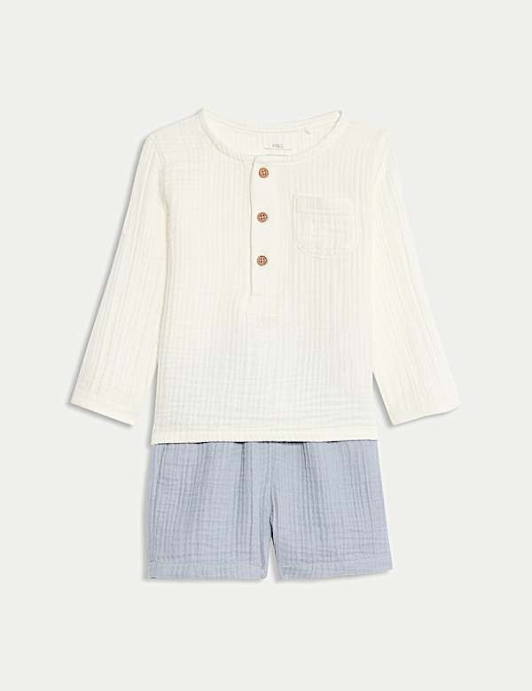 SD_04_T78_4144E_K4_X_EC_90-49649 2-tlg. Outfit bestehend aus einem Oberteil und Shorts aus reiner Baumwolle (0–3J.) Rabatt