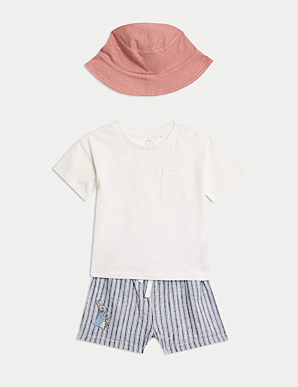 SD_04_T78_4221C_K4_X_EC_90-48148 3-teiliges Shorts-Outfit mit hohem Baumwollanteil und Peter Rabbit™ Motiv (0–3J.) Markenprodukt