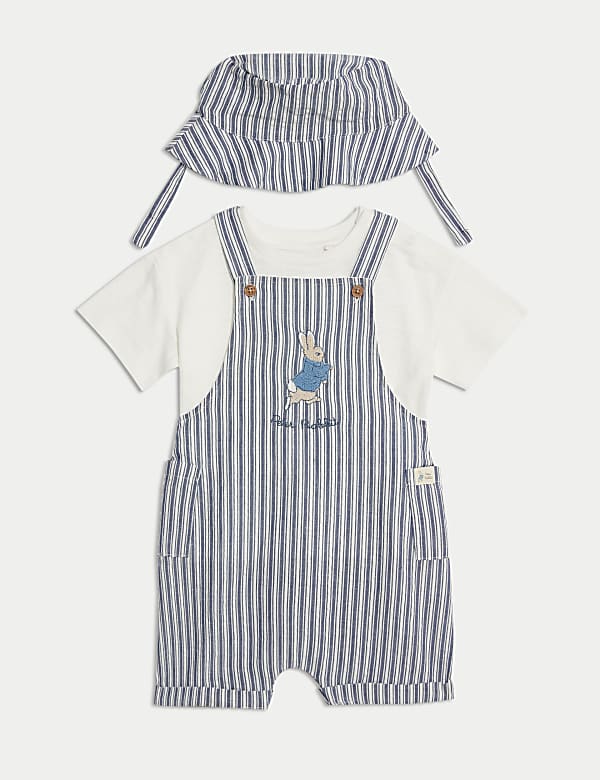 SD_04_T78_4222C_E4_X_EC_90-49589 3-teiliges Gestreiftes Outfit aus reiner Baumwolle mit Peter Rabbit™ Motiv (0–3 J.) Saisonangebot