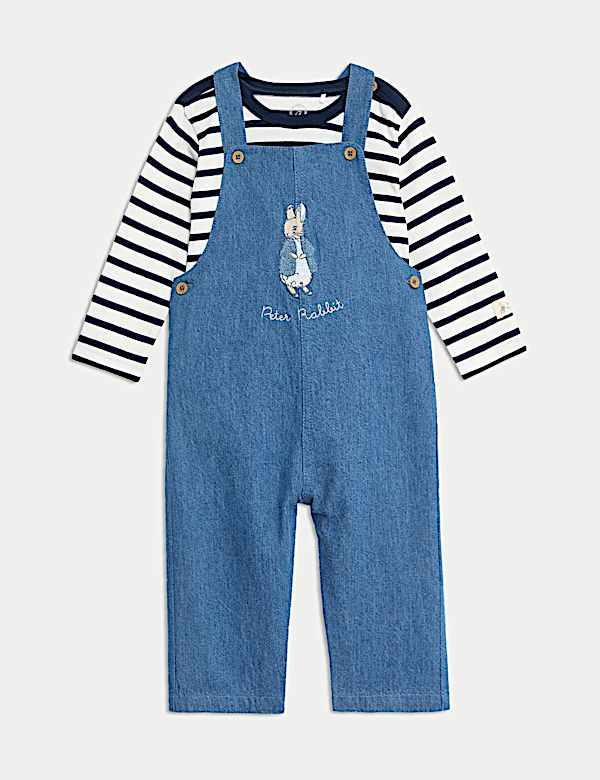 SD_04_T78_4224C_HP_X_EC_90-49522 2-tlg. Gestreiftes Latzhosen-Outfit aus reiner Baumwolle mit Peter Rabbit™ Motiv (0–3J.) Schnäppchen
