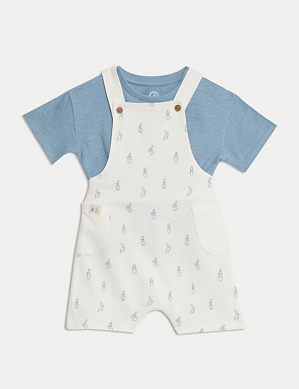 SD_04_T78_4229C_K4_X_EC_90-48555 2-teiliges Latzhosen-Outfit mit hohem Baumwollanteil und Peter Rabbit™ Motiv (0–3 J.) Großhandel