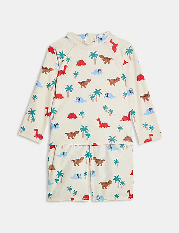 SD_04_T78_4309I_NB_X_EC_90-48480 2-tlg. Set bestehend aus Badeshirt und Schwimmshorts mit Dinosaurier-Print (0–3J.) Kostenloser Rückversand