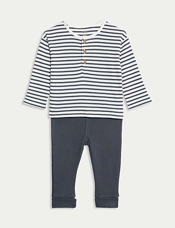 2-teiliges gestreiftes Outfit aus reiner Baumwolle (0–3 Jahre) Begrenztes Angebot
