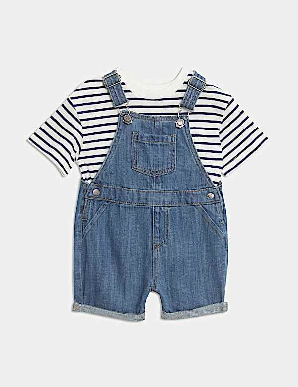 SD_04_T78_4415A_PD_X_EC_90-48506 2-tlg. Kurze Trägerhose aus Denim mit hohem Baumwollanteil (0–3 J.) Jetzt Kaufen