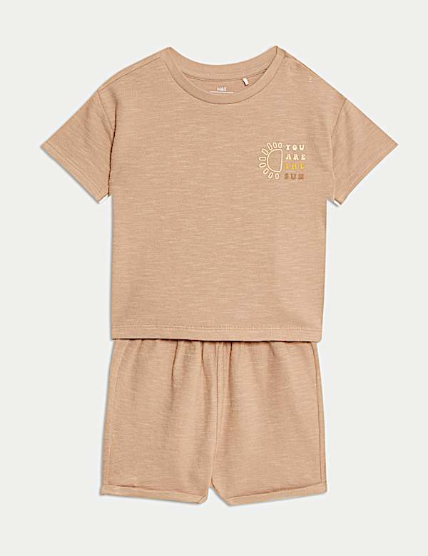 SD_04_T78_4461D_N0_X_EC_90-49318 2-tlg. Set aus reiner Baumwolle mit Oversize-T-Shirt mit Sonnenmotiv (0–3J.) Sonderangebot