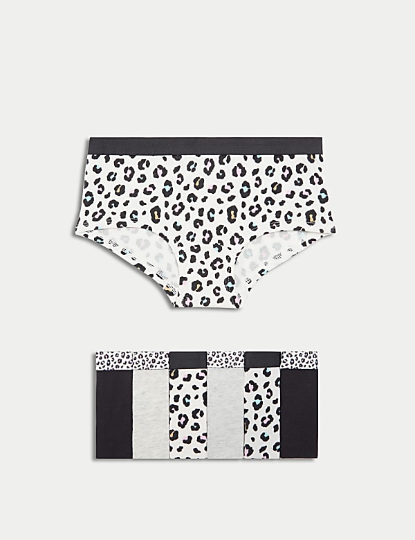 SD_04_T71_2025D_ZZ_X_EC_0-55437 7er-Pack Baumwoll-Unterhosen mit Stretch und Leopardenmuster (5–16 Jahre) Markenware