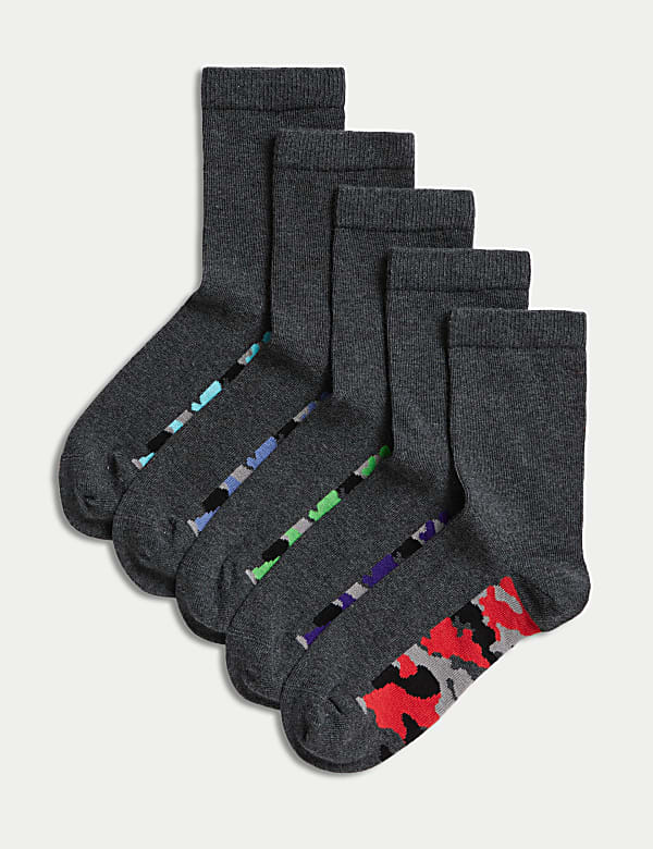 SD_04_T71_2080S_T0_X_EC_0-55515 5er-Pack Schulsocken mit hohem Baumwollanteil und Camouflagemuster Kostenloser Versand
