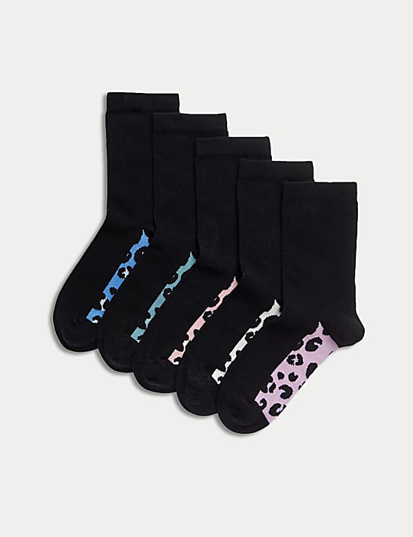 SD_04_T71_2092S_Y0_X_EC_0-53446 5er-Pack Leoparden-Socken mit hohem Baumwollanteil (22,5–40,5) Preisreduziert