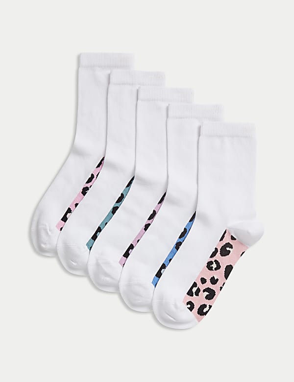 SD_04_T71_2093S_Z0_X_EC_0-52298 5er-Pack Schulsocken mit Leopardenmuster und hohem Baumwollanteil (22,5–40,5) Neue Ware