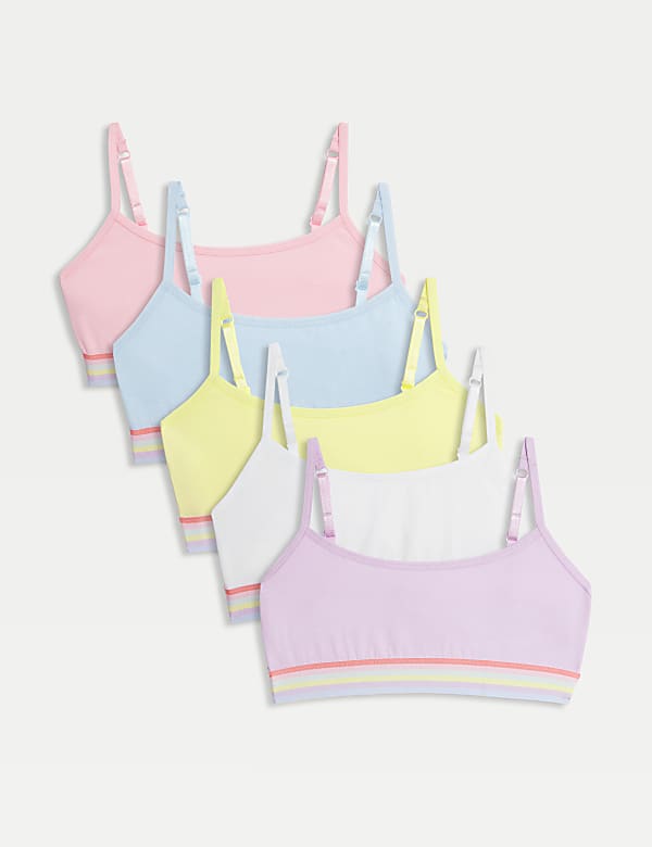 SD_04_T71_6179_ZZ_X_EC_0-54753 Weltweiter Versand 5er-Pack Bustiers „Regenbogen“ aus Baumwolle mit Stretch (6–16 Jahre)