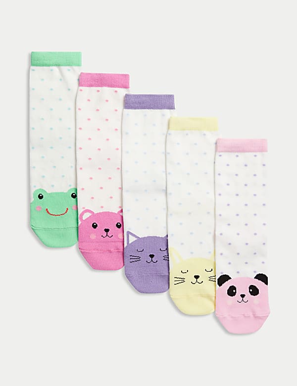 SD_04_T71_9024G_ZZ_X_EC_0-55566 5er-Pack Socken mit hohem Baumwollanteil und Punkt- und Tiermuster Preisknaller