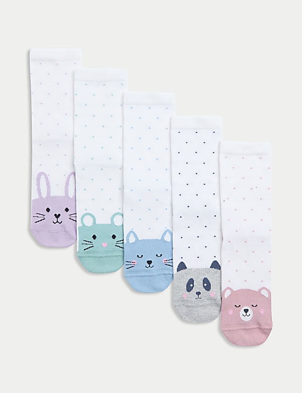 SD_04_T71_9116G_Z0_X_EC_0-53766 5er-Pack Socken mit hohem Baumwollanteil mit Gesicht vorne (22,5–40,5) Exklusiv
