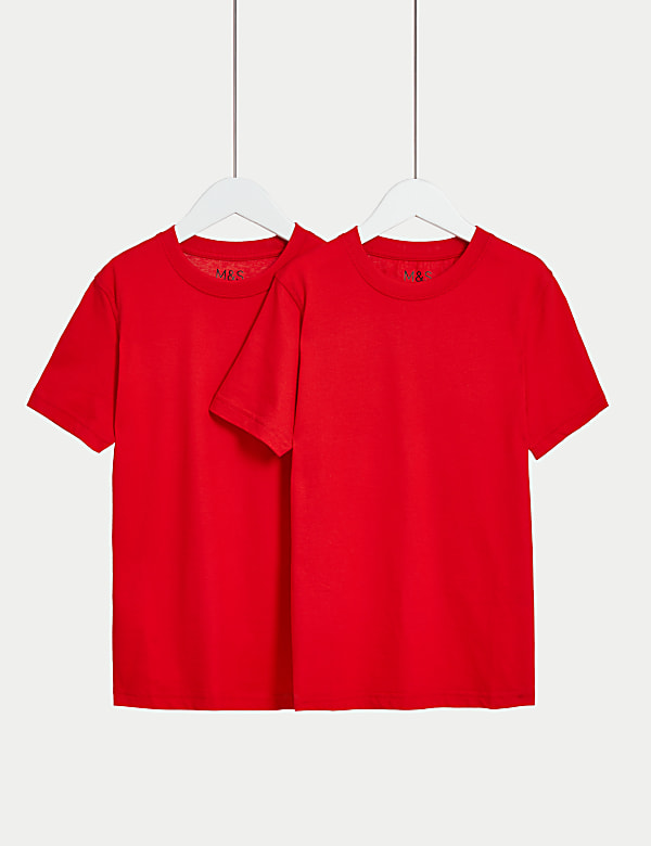 SD_04_T76_2213_B0_X_EC_90-53679 2er-Pack Unisex-T-Shirts aus reiner Baumwolle für die Schule (2–16 Jahre) Top-Qualität