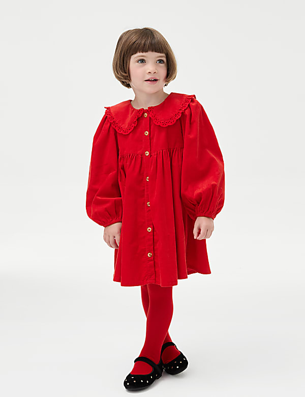 SD_04_T77_3092E_B0_X_EC_0-53158 2-teiliges Set aus Kleid aus reiner Baumwolle mit Blümchen-Print und Strumpfhose (1–8J.) Solange Der Vorrat Reicht