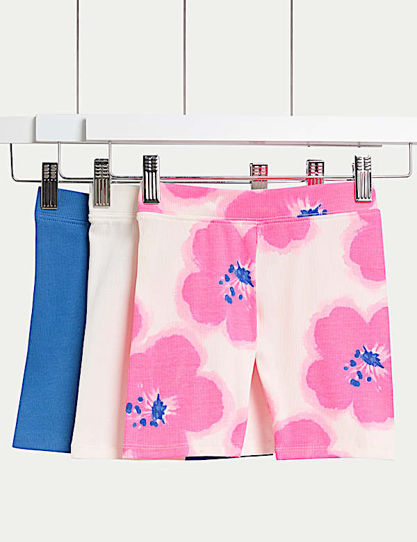 SD_04_T77_4219B_E4_X_EC_0-50686 3er-Pack Radlerhosen mit hohem Baumwollanteil und Blumenmuster (2–8 J.) Super-Preis