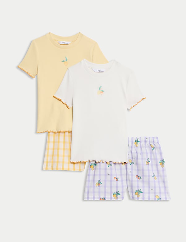 2er-Pack kurze Schlafanzugsets mit hohem Baumwollanteil und Zitronen-Muster (1–16J.) Billig