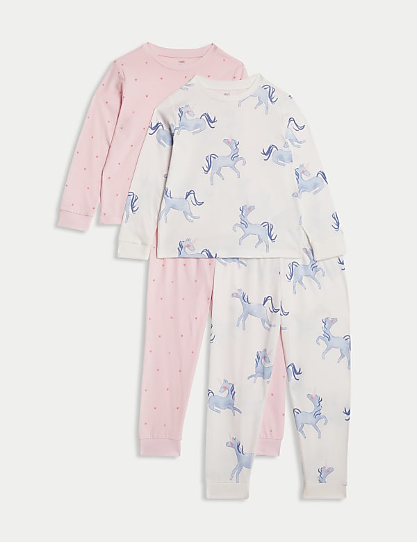 2er-Pack Schlafanzugsets aus reiner Baumwolle mit Einhorn- und Herzprint (1–8 J.) Top-Seller