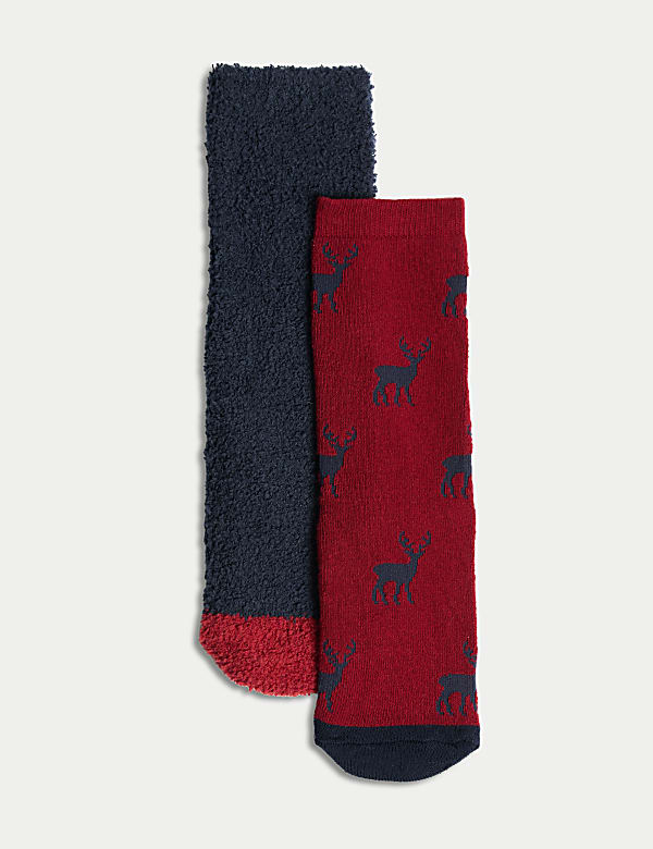 2er-Pack bequeme Socken mit Hirsch- und Karomuster (23-40,5) Bestseller