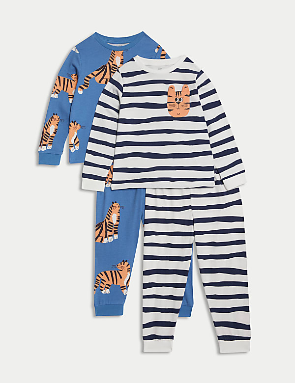 2er-Pack Schlafanzüge aus reiner Baumwolle mit Tigermotiv (1–8J.) Top-Qualität