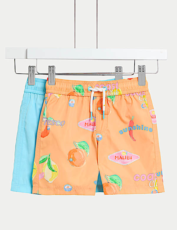 2er-Pack Badeshorts mit Obstmotiv und einfarbig (2–8J.) Nur Heute