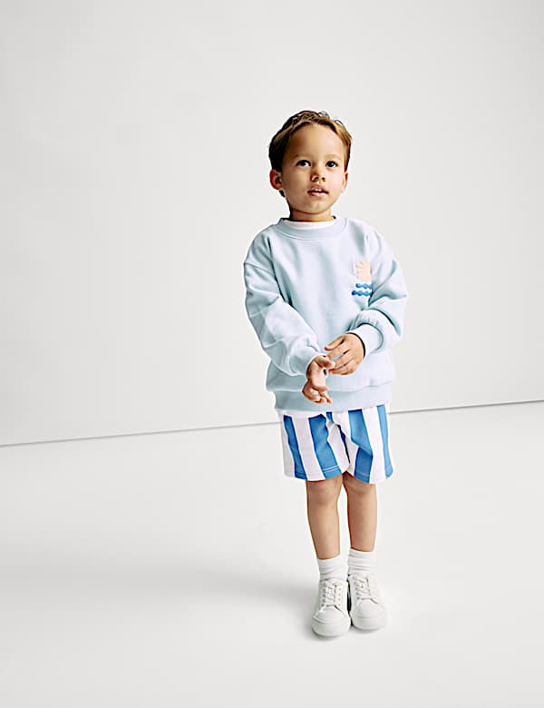 SD_04_T88_4311E_E4_X_EC_0-51907 2-tlg. Outfit mit hohem Baumwollanteil bestehend aus einem Sweatshirt und Shorts (1–8 J.) Rabatt