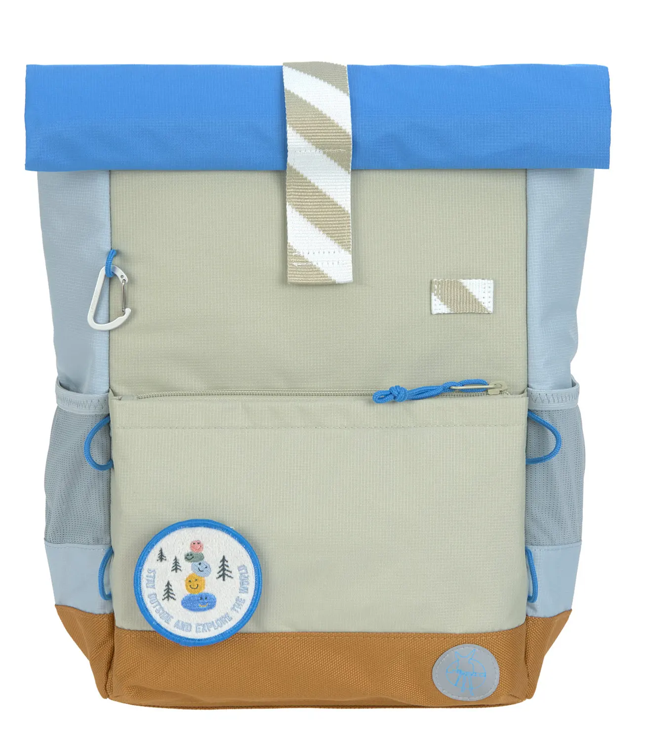 laessig-kinderrucksack-sunny-explorer-gruen-blau-vorne-58170 Lässig Kinderrucksack Rolltop Medium Sunny Explorer Top-Preis