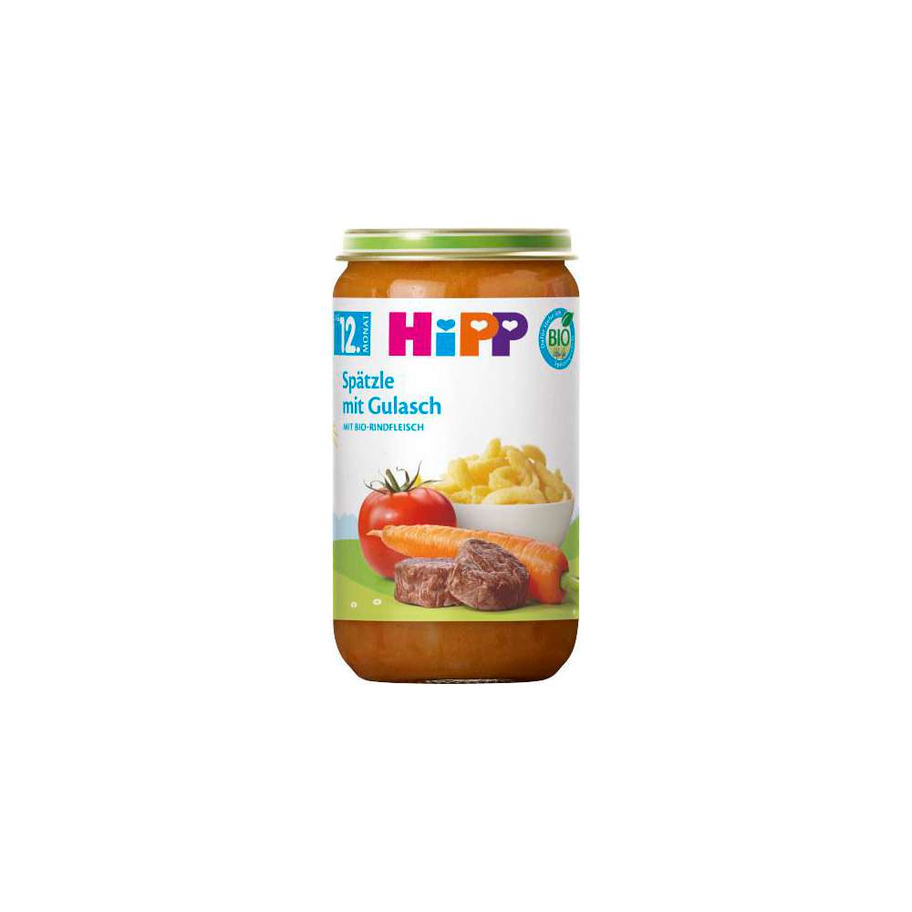 Preisknaller Babynahrung Menü, Spätzle mit Gulasch