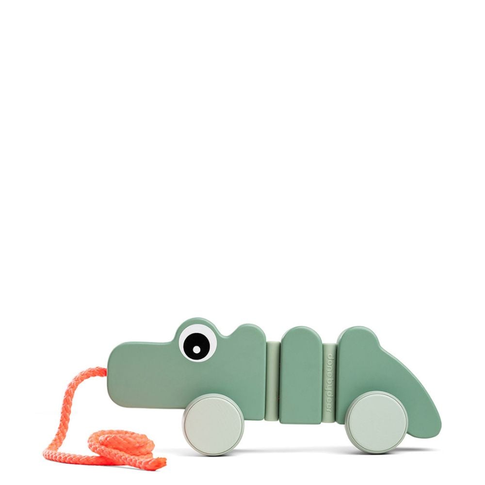 4944553-1-48492 Aktuell Done by Deer Pull along wiggle toy Croco Green