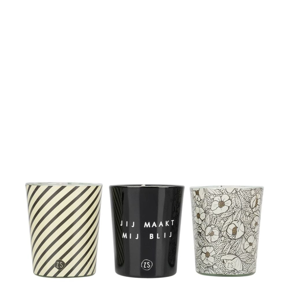 0501-058-7004-1-53443 Zusss Set Van 3 Glaskaarsjes Jij Maakt Mij Blij Multi Neue Ware